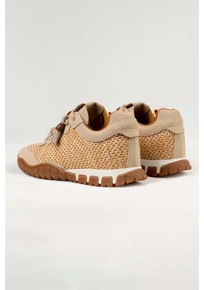 Tw Tonny White Tokyo - 193-1 Kadın Hasır Sneaker Süet Detaylı Boncuklu Calla Bej