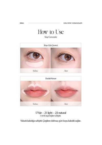 Bbia Spatulalı Özel Tasarım Kapatıcı Bbıa Eau Stay Concealer 23 Natural