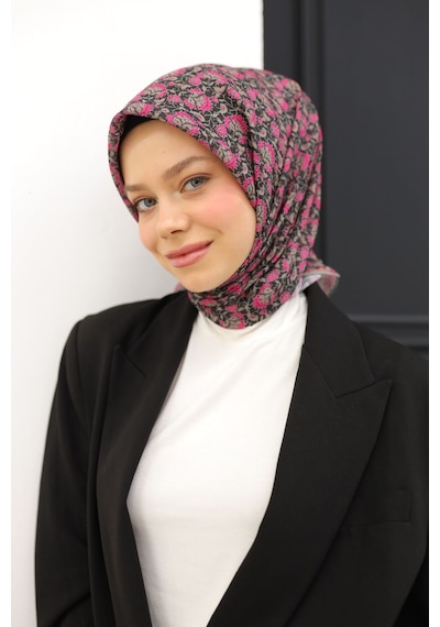 Silk Home Soft Eşarp 73077-01 Siyah, Pembe, Pudra Vizon