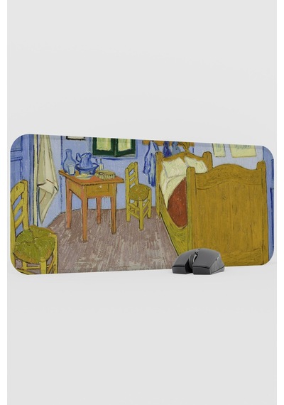 Van Gogh Arles Teki Yatak Odası Tablo V4 70x30 Xl Gaming Kauçuk Kaymaz Taban Mouse Pad Fare Altlığı