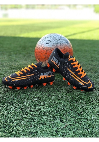 Erkek Futbol Krampon Siyah Turuncu Spor Ayakkabısı Siyah - Turuncu