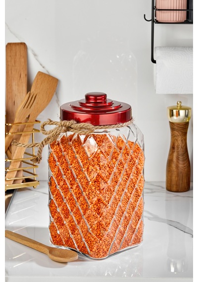 Cooker Nostalji 30 Cm 4,5 Litre Kırmızı Vakum Kapaklı Cam Kavanoz 1 Adet Ckr3810 Çok Renkli