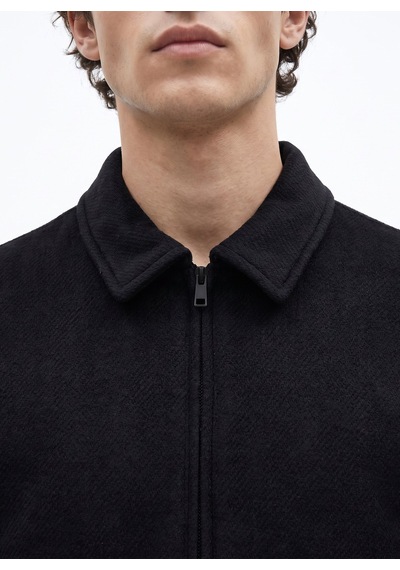 Fabrika Siyah Erkek Diyagonal Slim Fit Erkek Yaka Mont F6wm-mnt 2109
