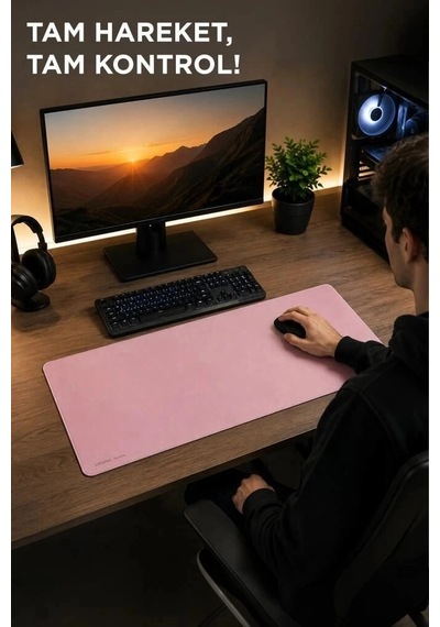 Özel Üretim Lenovo Oyuncu Klavye Fare Altlığı 1000 450mm Pembe Geniş Çalışma Masaüstü