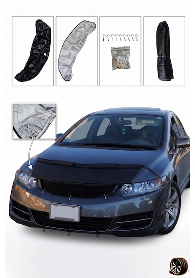 Honda Civic 13 Fb7 / Fk2 2012 2016 Ön Kaput Koruma Maskesi Siyah Deri Taş Çarpma Ve Güneş Koruma