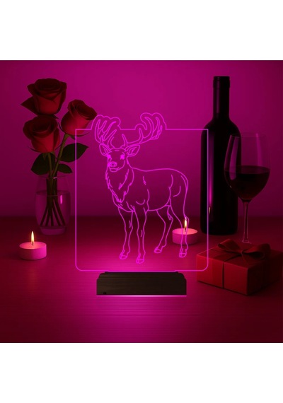 Luvivia Geyik 3d Lamba - Masa Gece Lambası Şeffaf