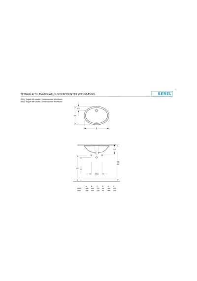 Serel Tezgahaltı Oval Lavabo - 0501dss110h Diğer