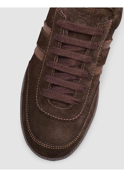 Hakiki Deri Koyu Kahverengi Bağcıklı Kadın Sneaker Kahverengi