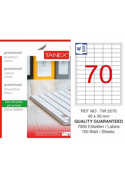 Tanex Tw-2270 40 MM X 20 MM 100 Sayfa Lazer
