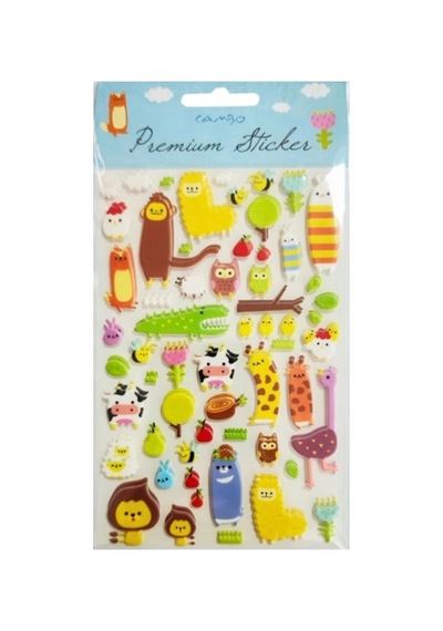 Puf Stickers Hayvanlar Çok Renkli