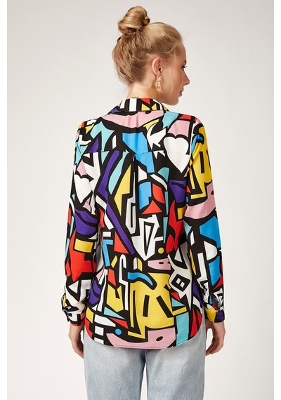 Bigdart 3721 Grafik Desenli Gömlek - Siyah 001