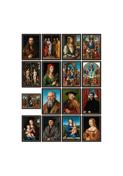 Albrecht Dürer Tabloları 16'lı Sticker Seti Laptop Defter Etiketi Çok Renkli