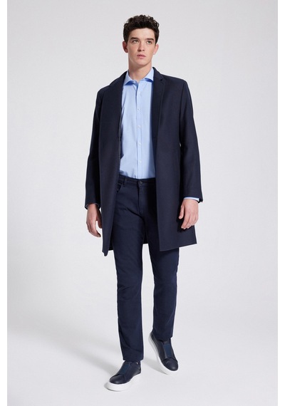 Twn Slim Fit Lacivert Düz Tek Yırtmaçlı Viskonlu Palto 3ef088438751m Lacivert