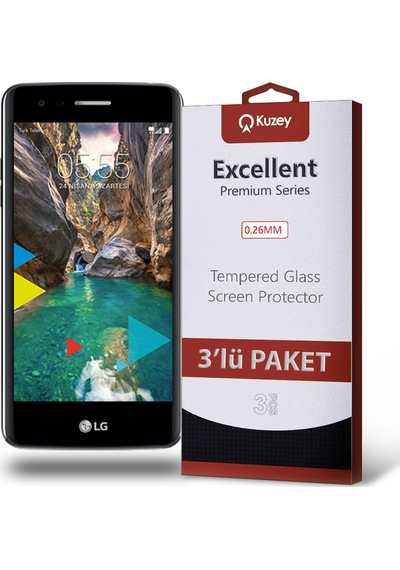 LG K8 2017 ile Uyumlu Kırılmaz Temperli Ekran Koruyucu Cam Ekonomik 3'lü Paket