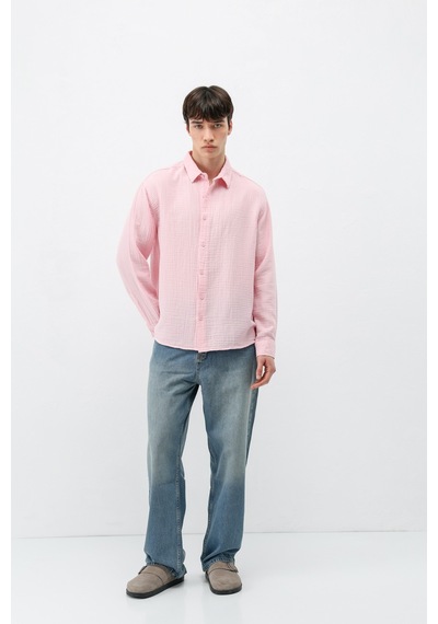 Vamos Müslin Kumaş Oversize Gömlek Pembe