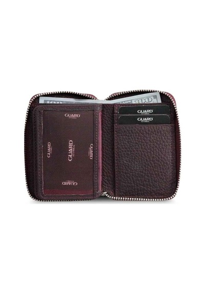 Guard Bordo Hakiki Deri Tam Fermuarlı Mini Cüzdan // Grd260516wt259 Diğer
