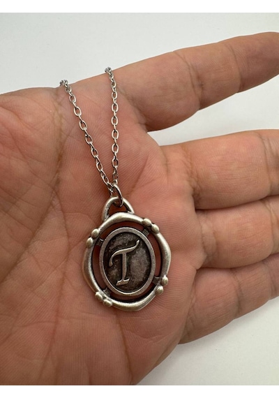 T Harfli Antik Unisex Kolye Kişisel, Zarif Ve Özgün Tasarım Çok renkli