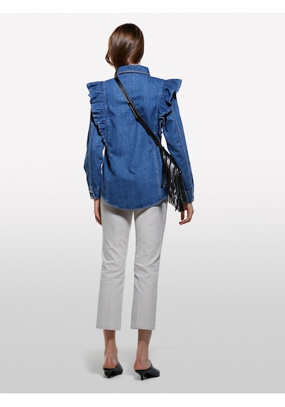 Sisley %100 Pamuk Fırfır Detaylı Denim Gömlek Kadın Haki Yeşili Gömlek - 325a53gelq09n Sisley %100 Pamuk Fırfır Detaylı Denim Gömlek Kadın Haki Yeşili Gömlek - 325a53gelq09n
