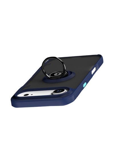 Apple iPhone  Uyumlu- 17 Air Montreal Yüzüklü Silikon Kapak - Lacivert Çok Renkli