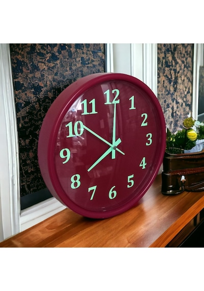 Fosforlu Gece Parlayan 28 Cm Duvar Saati 4 Adet Çanta Hediyeli Kırmızı Fosforlu Gece Parlayan 28 Cm Duvar Saati 4 Adet Çanta Hediyeli Kırmızı