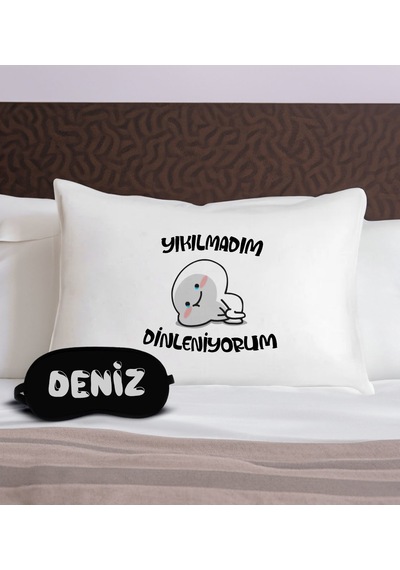 Bk Gift Kişiye Özel Eğlenceli Tasarrımlı Pamuklu Yastık Kılıfı Ve Göz Bandı Uyku Seti-1, Tasarım Ev Tekstili, Uyku Bandı, Ev Hediyesi