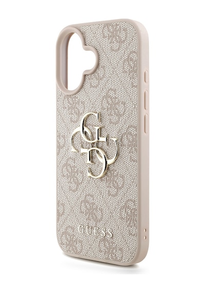 Apple Uyumlu iPhone 16 Plus Kılıf Guess Lisanslı Bilek Askı İpli Metal 4g Ve Yazı Logolu Kapak Pembe