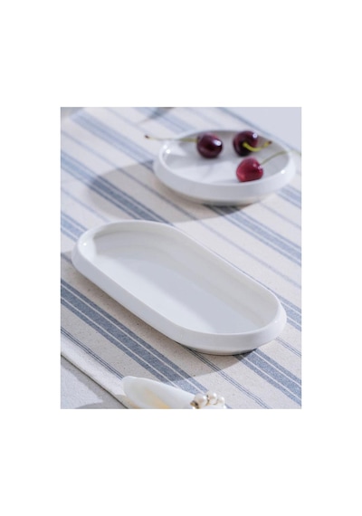Acar Jea-07406 Rumi 6 Adet Porselen Oval Kayık Sunum Tabak 23 Cm Beyaz