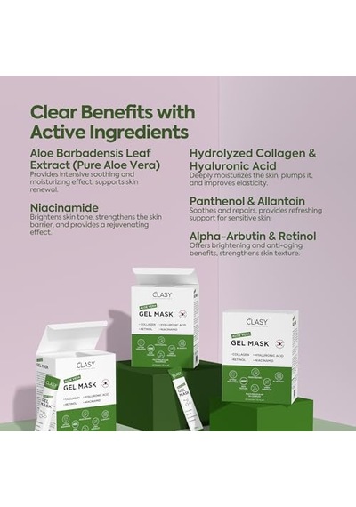 Clasy Care Aloe Vera Jel Maske - Kolajen Ve Retinol İle Nemlendirici Yüz Maskesi - Güneş Yanığına Karşı Ferahlatıcı Bakım - Seyahat Boyu 06712956