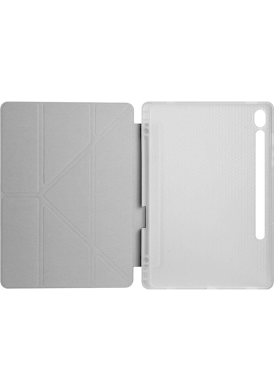 Ardemix Galaxy Tab S9 Fe Kılıf Uyumlu Tri Folding Kalem Bölmeli Standlı Kılıf-gri Tablet Kılıfı
