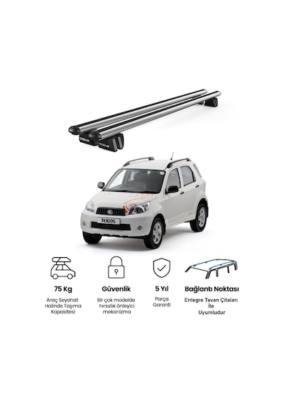 Pençe Daihatsu Terios Ara Atkı 2006-2013 Uyumlu Gri Ara Atkı Port Bagaj Tavan Barı