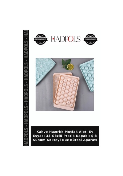 Kahve Hazırlık Mutfak Aleti Ev Eşyası 33 Gözlü Pratik Kapaklı Şık Sunum Kokteyl Buz Küresi Aparatı Çok Renkli