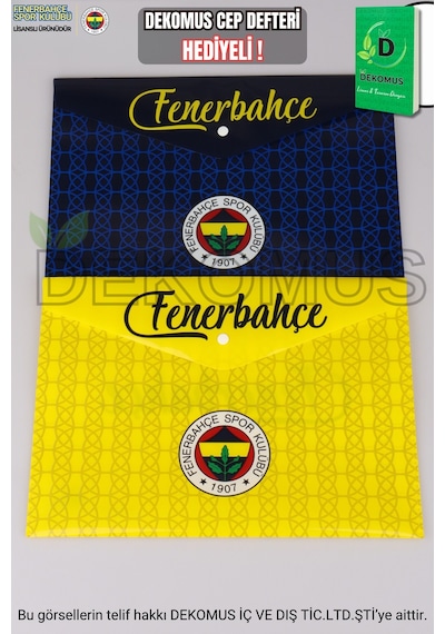 "dekomus Cep Defteri Hediyeli" Yeni Sezon Lisanslı Fenerbahçe Tekli Çıtçıtlı Dosya Altın