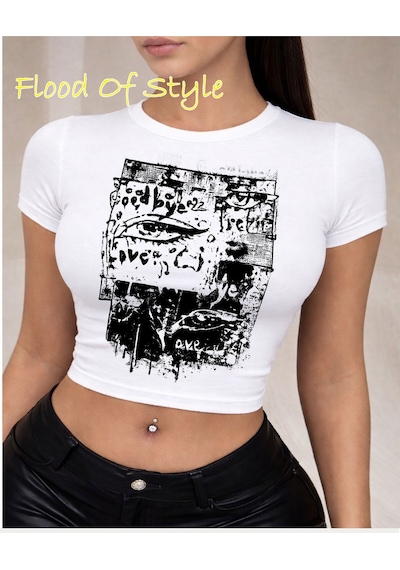 Flood Of Style Beyaz Babby Tee Göz Baskı Özel Tasarım