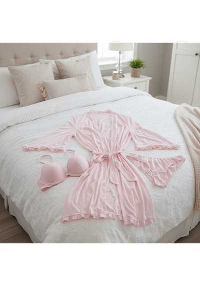 Bonbon Kadın Çeyizlik Ve Bohçalık Tül Transparan Mor Renk Sütyen, Slip Ve Sabahlık 3 Lü Paket Bb2685 Bonbon Kadın Çeyizlik Ve Bohçalık Tül Transparan Mor Renk Sütyen, Slip Ve Sabahlık 3 Lü Paket Bb2685