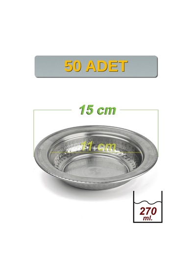 Binbir Trend 15 Cm Yanaklı Krom Çelik Cacık Ve Çorba Kasesi 270 Ml Lokanta, Restoran Ve Ev Tipi Kase -kase1511 50 Adet