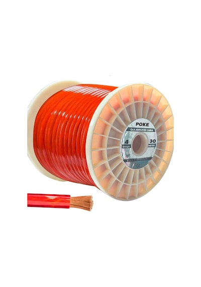 4ga Oto Anfi Tesisat Kablosu Silikon 30mt Kırmızı Poke Pk-1352