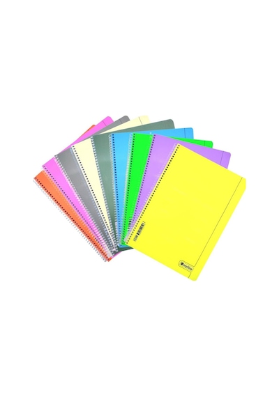 Myline A4 Plastik Kapak 80 Yaprak Çizgili Spiralli Defter 5 ' Li Set Çok Renkli