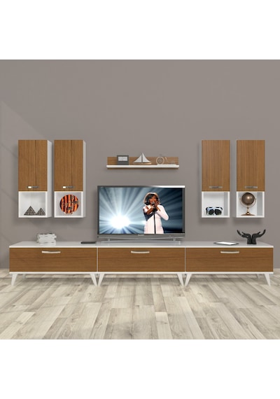 Decoraktiv Eko 8da Slm Retro Tv Ünitesi Tv Sehpası Beyaz - Ceviz