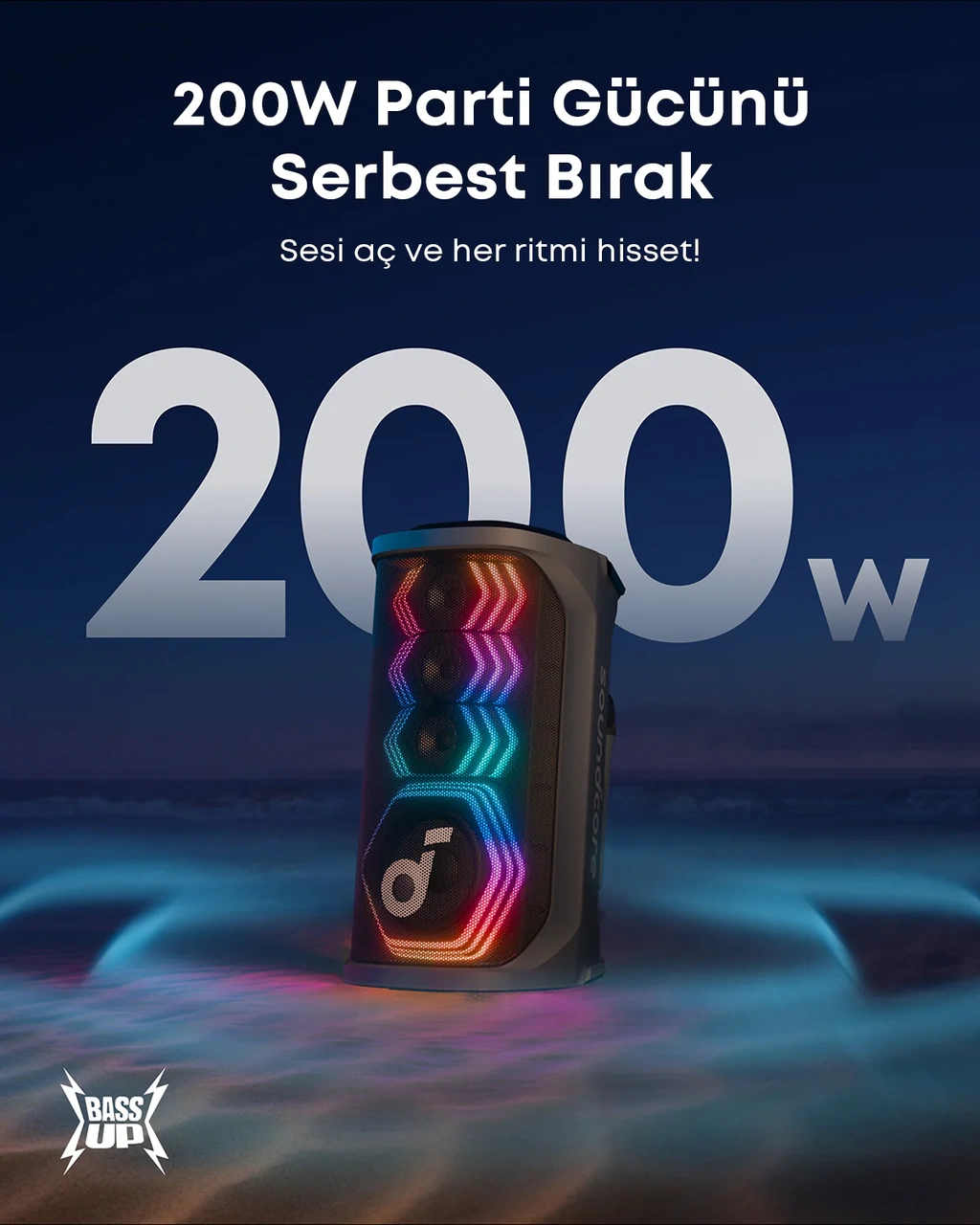 Anker Soundcore Rave 3s 200w Aı Karaoke Bluetooth Hoparlör Party Hoparlörü Yapay Zeka Destekli Vokal Kaldırma Siyah