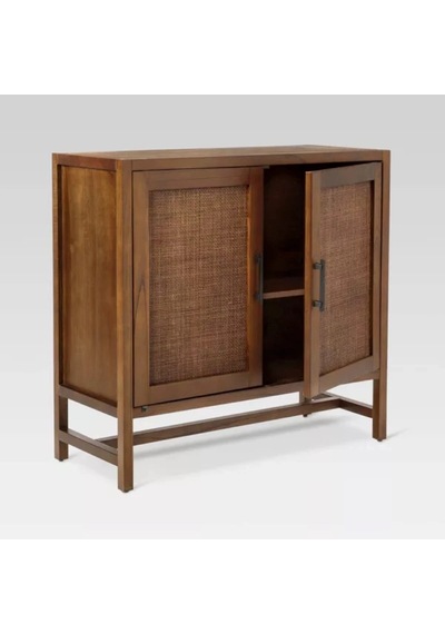 Walnut Retro Model Rattan Detaylı Masif Ahşap Büfe Ceviz