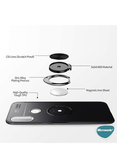 Microsonic Xiaomi Redmi Note 7 Kılıf Kickstand Ring Holder