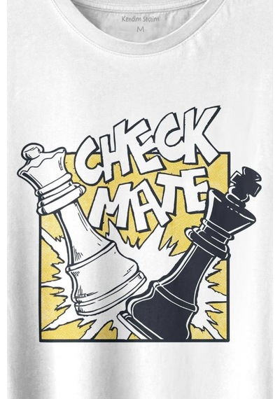 Şah Mat Satranç Check Mate Chess Kral Kraliçe Gambit Baskılı Tişört Unisex T-shirt 001