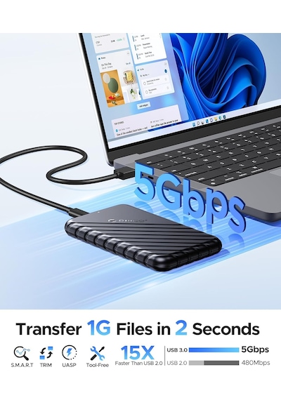 Usb3.0 2.5 İnç Hdd 6tb Ssd Harici Slim Harddisk Kutusu, , Siyah