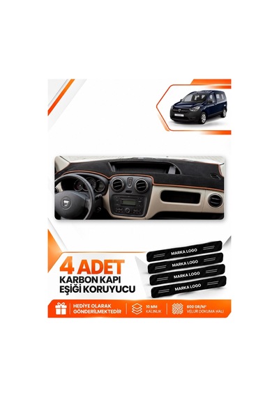 Dacia Dokker 2012-2020 Uyumlu Ön Torpido Koruma Kılıfı Halısı Örtüsü - Siyah Kahverengi