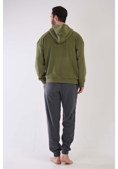 Vienetta Erkek Uzun Kol Polar Fermuarlı Haki Pijama Takım C3t0n4o159 001