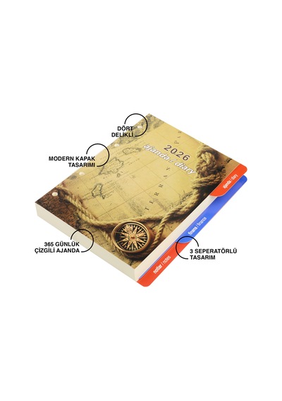 2K 2026 Yeni Yıl Ajanda Yedeği 4 Delikli Tarihli Çizgili 15 X 21 CM 2K Organizer Ajanda Yedeği Çok Renkli