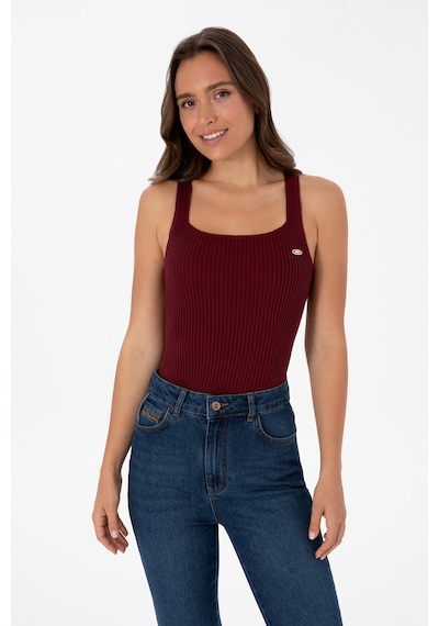 U.S. Polo Assn. Kadın Bordo Kare Yaka Kazak 50314626-VR177