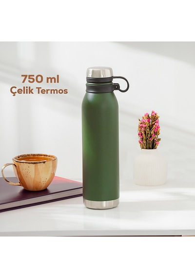 Porsima Çift Katmanlı Ka-036 750 Ml Koyu Yeşil Çelik Termos