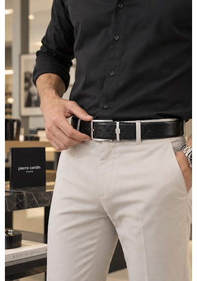 Pierre Cardin Erkek Kemer %100 Hakiki Deri Siyah Floater Deri Kemer