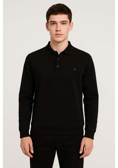 Simenti Regular Fit Polo Yaka Selanik Kazak - 7414 Siyah